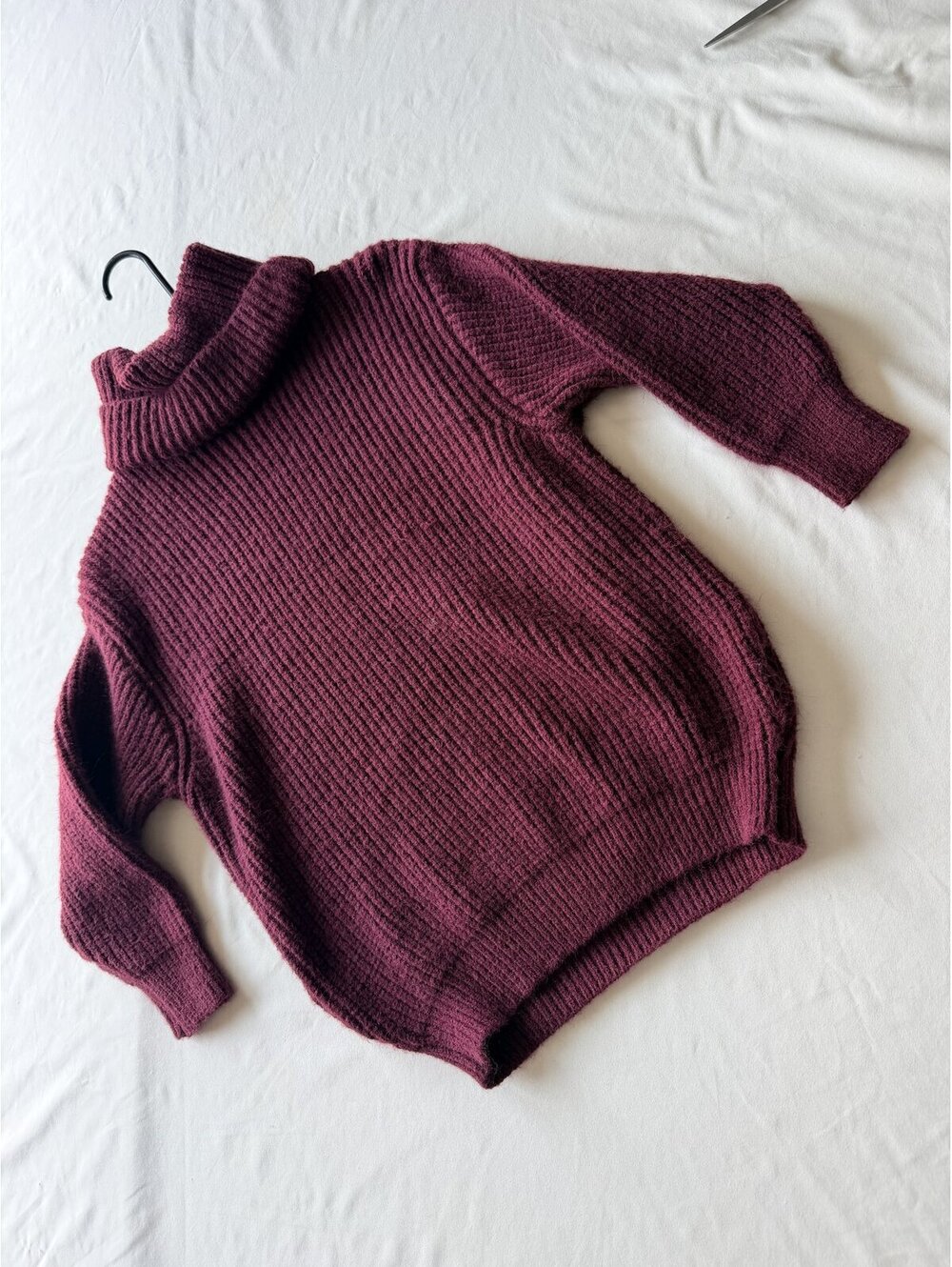 Lulus Oversized Turtleneck Sweater Chunky Rib Knit Burgundy Size M